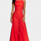 Belen Wide-Leg Halter Jumpsuit with Radiant Fall