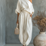 Linen Set Off-Shoulder Pants