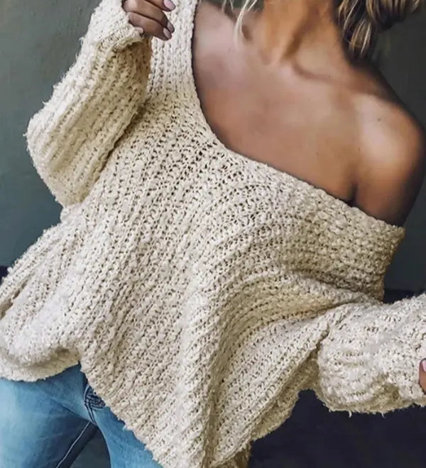 TELIKA™ - Comfy Drop Shoulder Long Sleeve Sweater