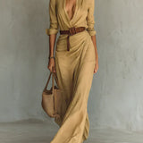 Carmen | Maxi Dress with Lapel and Waist Belt