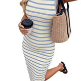 SASKIA™ – Casual Colorblock Striped Dress