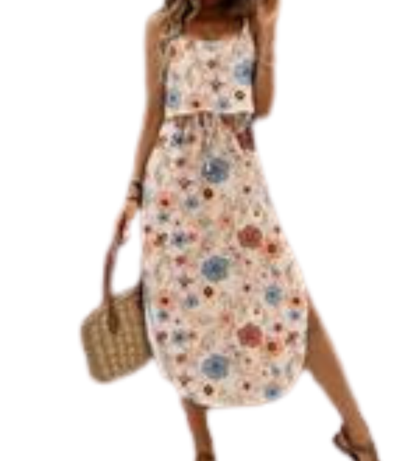 SOFIA™ – Tie Dye Floral Split Thigh Casual Dress