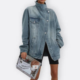 Sílvia - Vintage Asymmetrical High Collar Jacket
