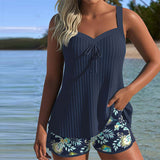 Beatriz | Striped Tankini with Beach Shorts in Two Pieces