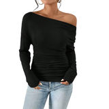 NAOMI™ – Sleek One-Shoulder Long-Sleeve Top