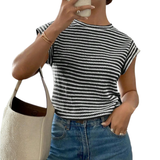 SUNNY™ – Striped Print Casual Crew Neck Tee
