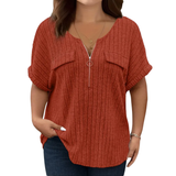 RILEE™ – Relaxed Half-Zip Ribbed Tee