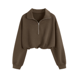 TEAGAN™ – Sporty Half-Zip Cropped Sweatshirt