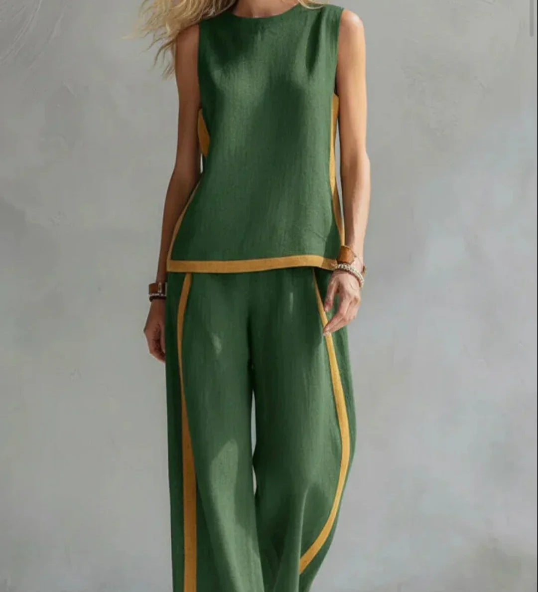 Ursula - Elegant and Casual Gilet and Trousers Set with Bicolour Finishes