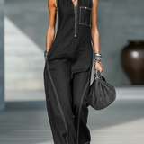 Sleeveless Overalls with White Hem