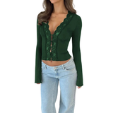 ROXANNE™ – Lace Cropped Cardigan Top