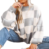 WREN™ – Cozy Plaid Drop-Shoulder Sweater