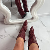 ELOISE™ - Burgundy Leather Boots