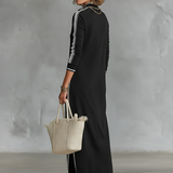 Sweat Maxi Dress Button Collar