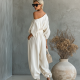 Linen Set Off-Shoulder Pants