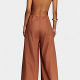 Belen Wide-Leg Halter Jumpsuit with Radiant Fall
