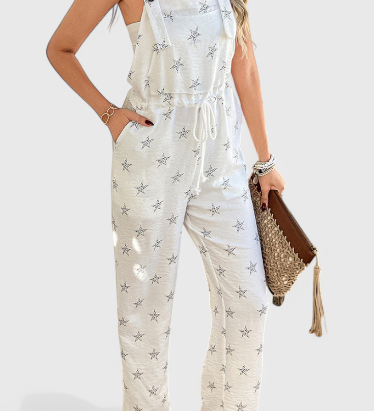 Bianca Relaxed Long Jumpsuit with Star Print