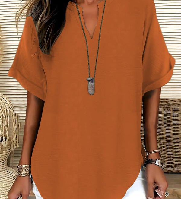 GENNEVA™ – Casual Plain Short Sleeve Blouse