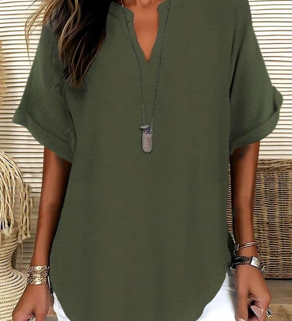 GENNEVA™ – Casual Plain Short Sleeve Blouse