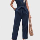Marie Sleeveless Jumpsuit with Buttons