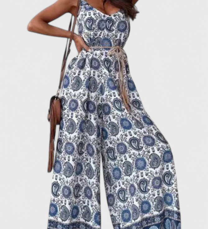 Gabriella Wide Leg Jumpsuit with Bold Print