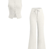 HILDA™ - Women’s Sleeveless Vest & Wide Leg Pants