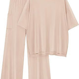 FILTA™ - Casual Basic Top and Elastic Waist Pants Set