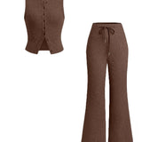 HILDA™ - Women’s Sleeveless Vest & Wide Leg Pants