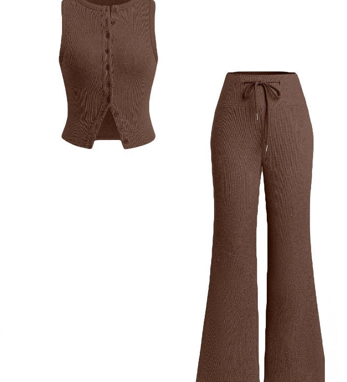 HILDA™ - Women’s Sleeveless Vest & Wide Leg Pants