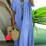 LINNEA™ – Soft Ruffle V-Neck Maxi Dress