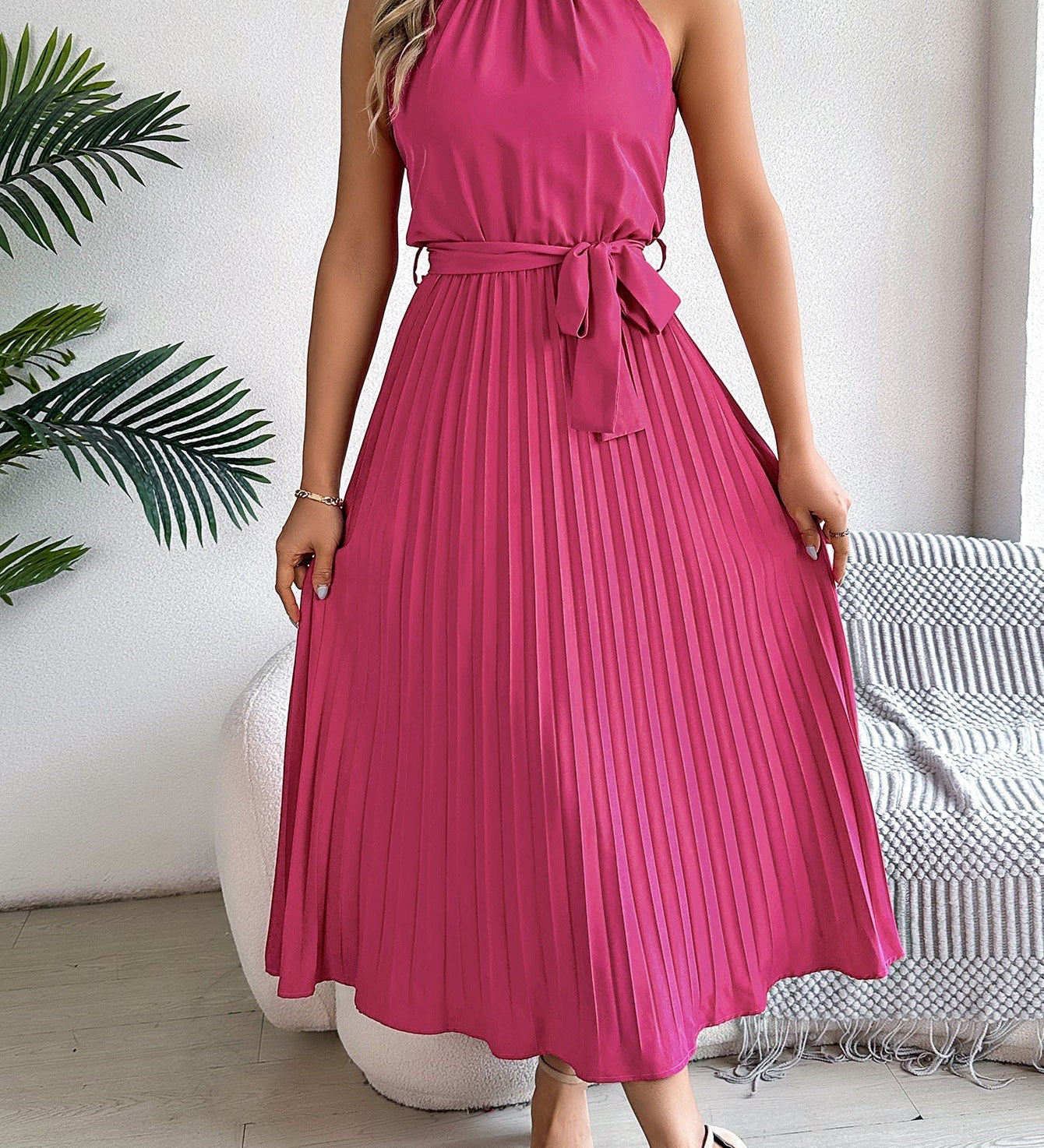 CEDRINE™ – Graceful Pleated Midi Dress