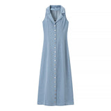 INOCENCIA™ – Classic Buttoned Down Deep V-Neck Maxi Dress