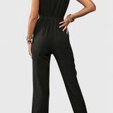 Marisela Textured Jumpsuit with V-Neck