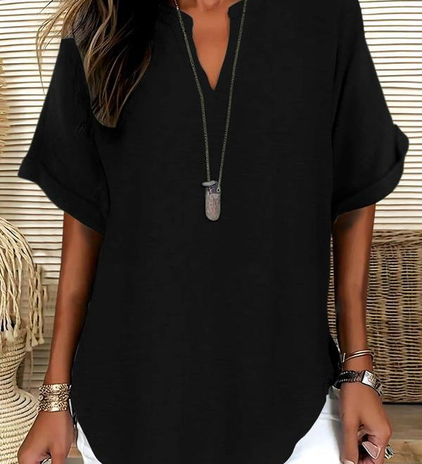 GENNEVA™ – Casual Plain Short Sleeve Blouse