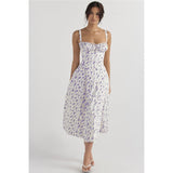 OPRAH™ - Casual Lace-Up Square Neck Midi Dress
