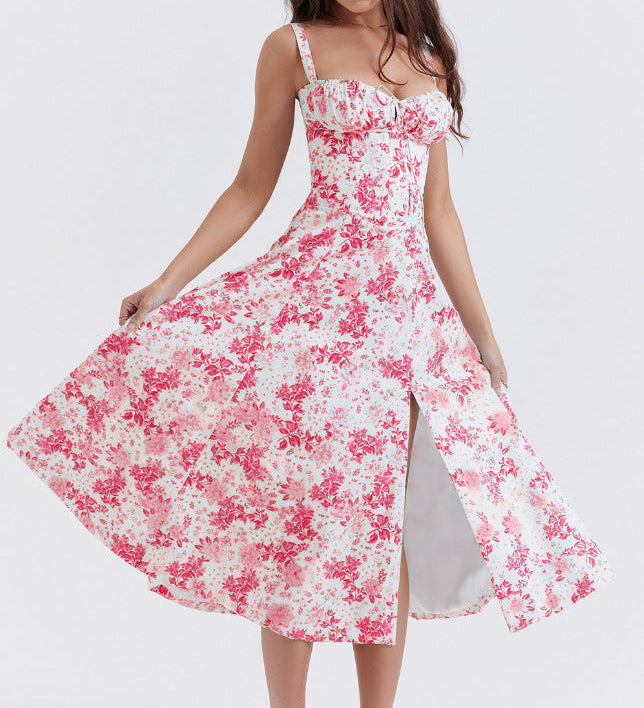 OPRAH™ - Casual Lace-Up Square Neck Midi Dress