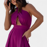 Jessica Mono Halter Cross Backless Wide Leg