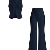 HILDA™ - Women’s Sleeveless Vest & Wide Leg Pants