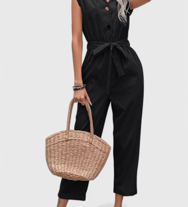 Marie Sleeveless Jumpsuit with Buttons