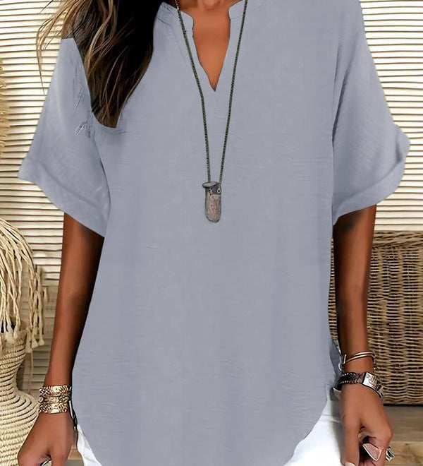 GENNEVA™ – Casual Plain Short Sleeve Blouse