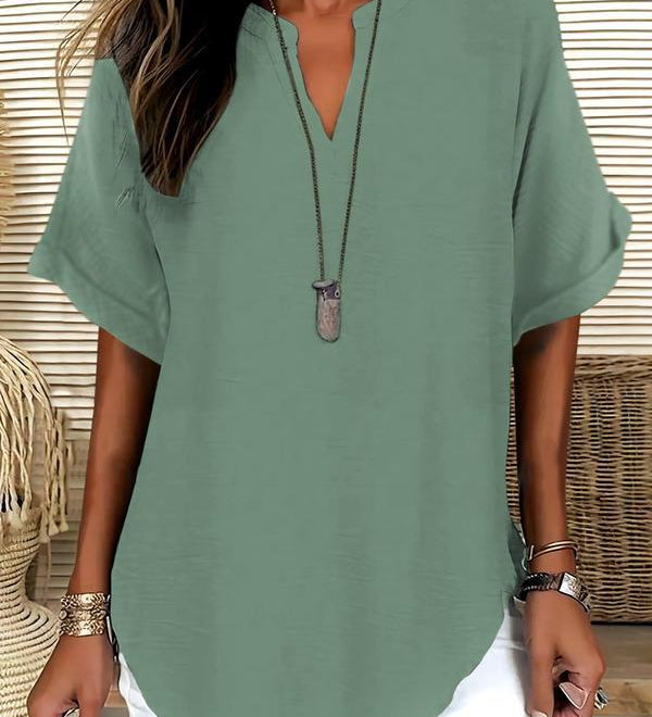 GENNEVA™ – Casual Plain Short Sleeve Blouse