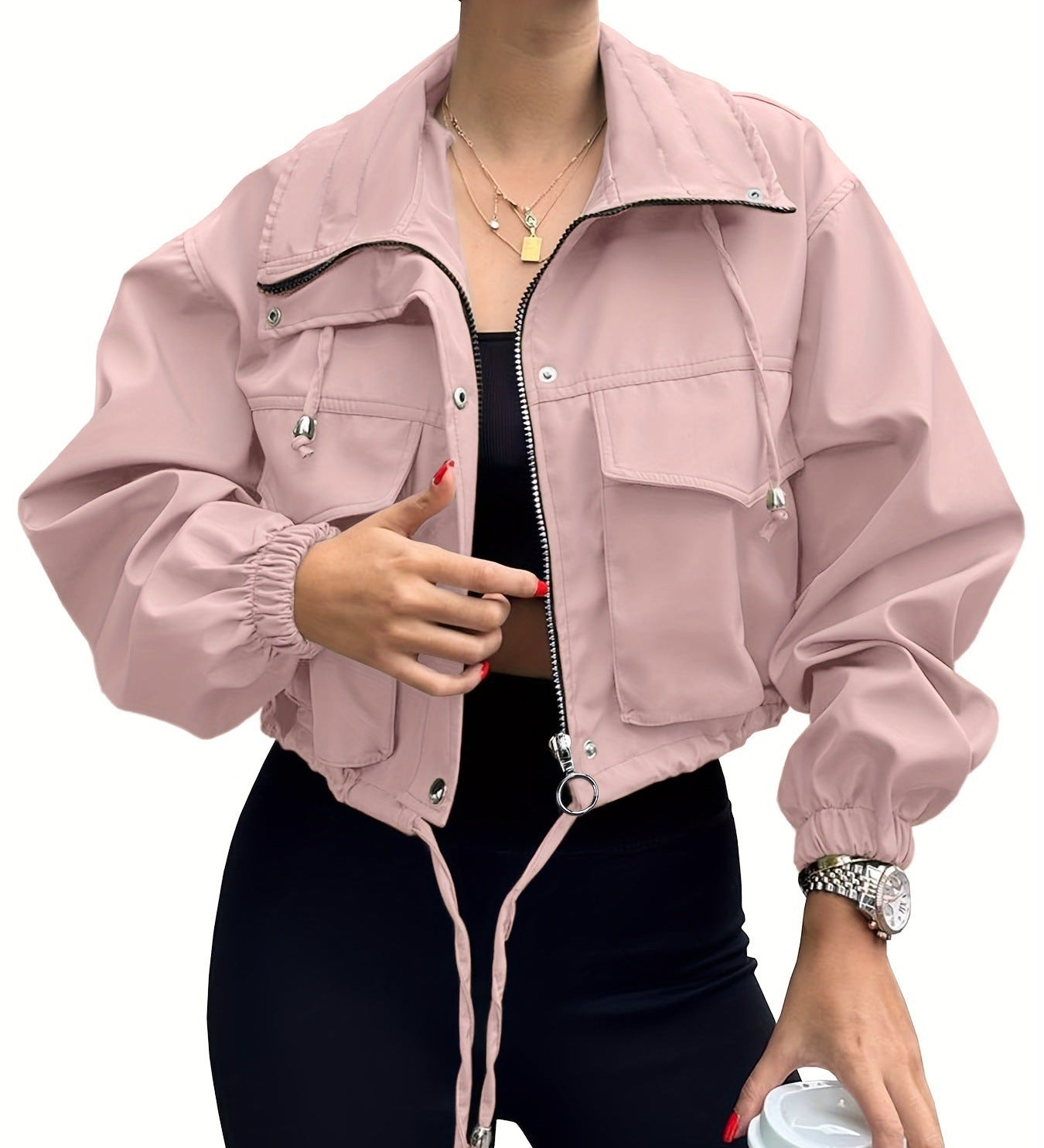 AGAPITA™ – Lightweight Zip-Up Cropped Jacket