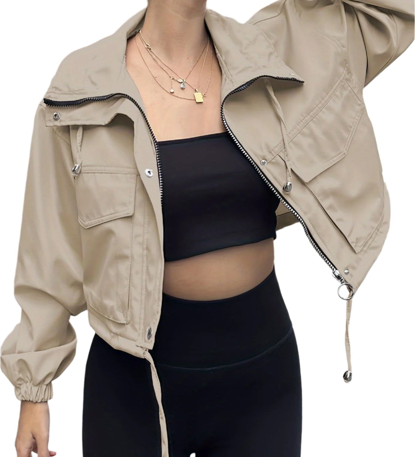 AGAPITA™ – Lightweight Zip-Up Cropped Jacket
