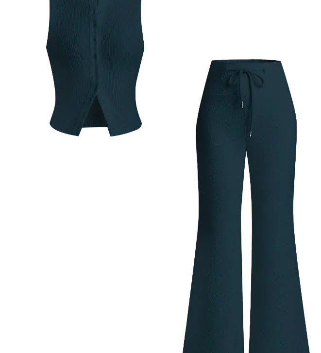 HILDA™ - Women’s Sleeveless Vest & Wide Leg Pants