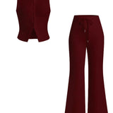 HILDA™ - Women’s Sleeveless Vest & Wide Leg Pants