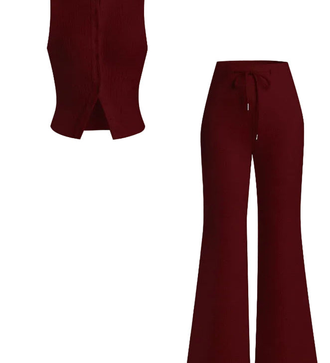 HILDA™ - Women’s Sleeveless Vest & Wide Leg Pants