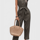 Marie Sleeveless Jumpsuit with Buttons