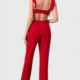 Chantal Jumpsuit with Cut-Out and Ruffles