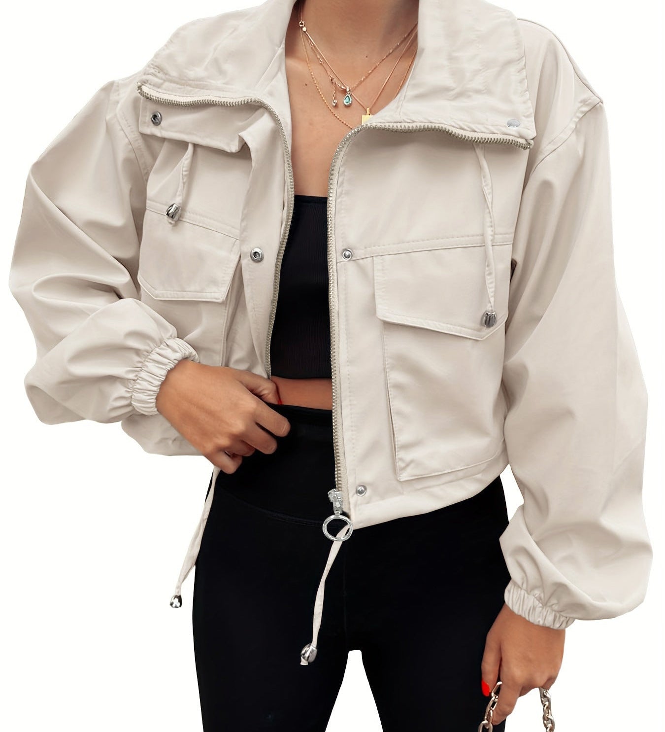 AGAPITA™ – Lightweight Zip-Up Cropped Jacket