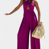 Jessica Mono Halter Cross Backless Wide Leg